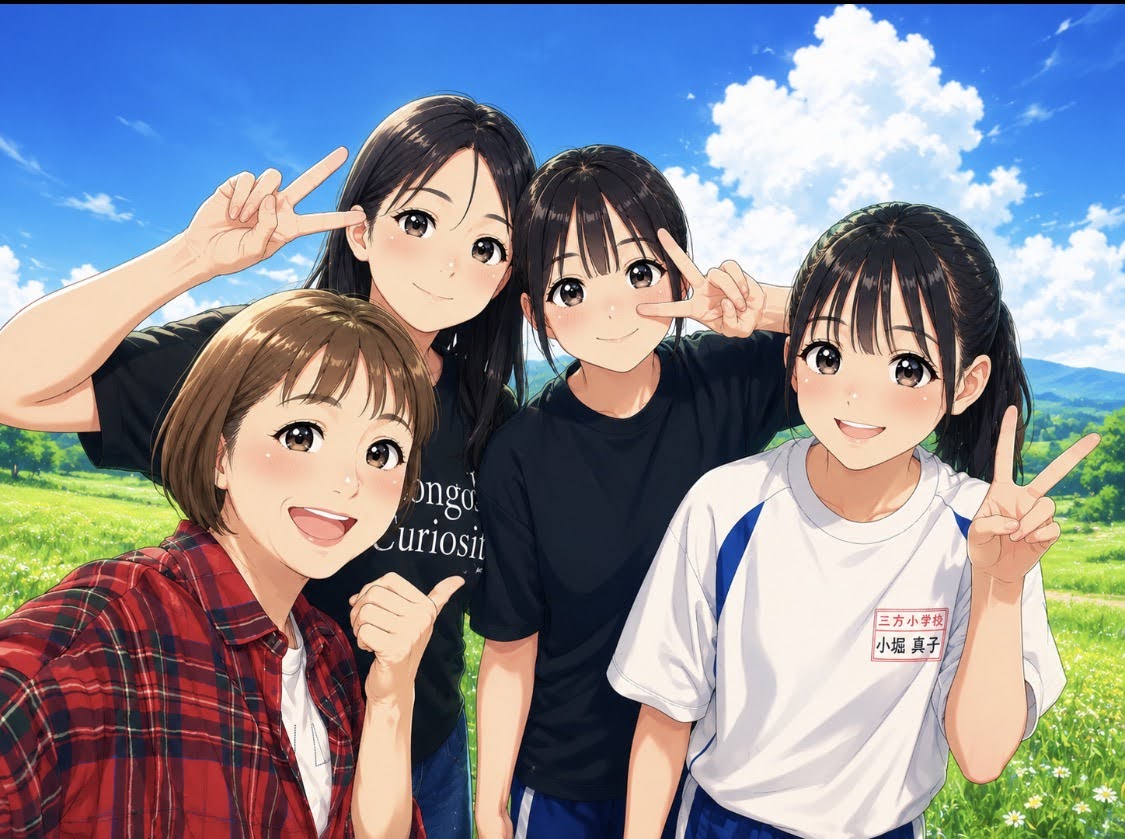 集合写真をAIでアニメ風にしたもの