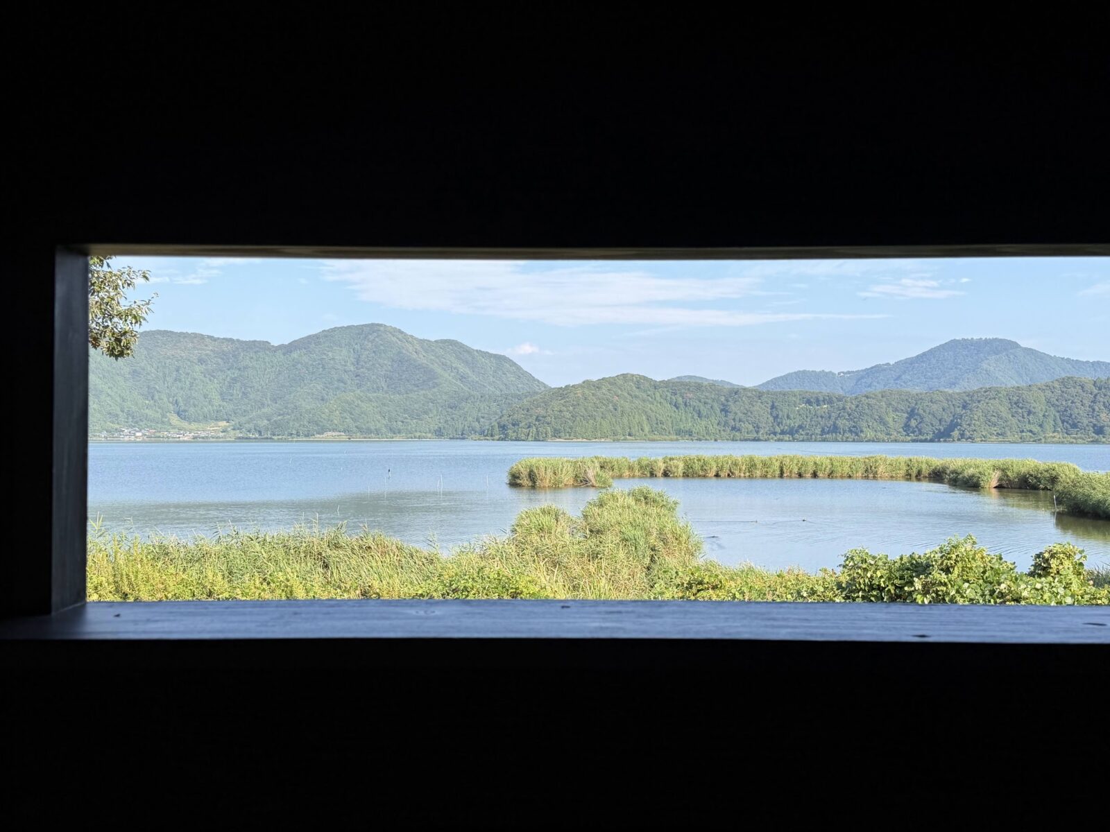 館内の窓から見た水月湖