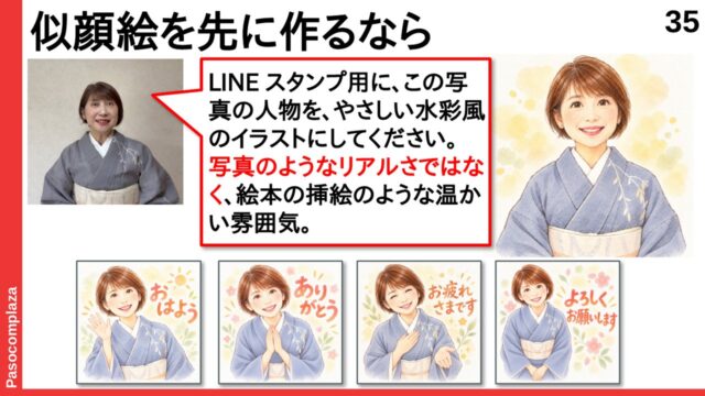 写真から水彩風の似顔絵スタンプを作る